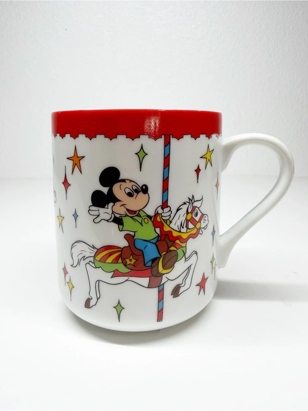 Vintage Japan Disney Mickey Minnie Donald Carousel Merry Go Round Mug